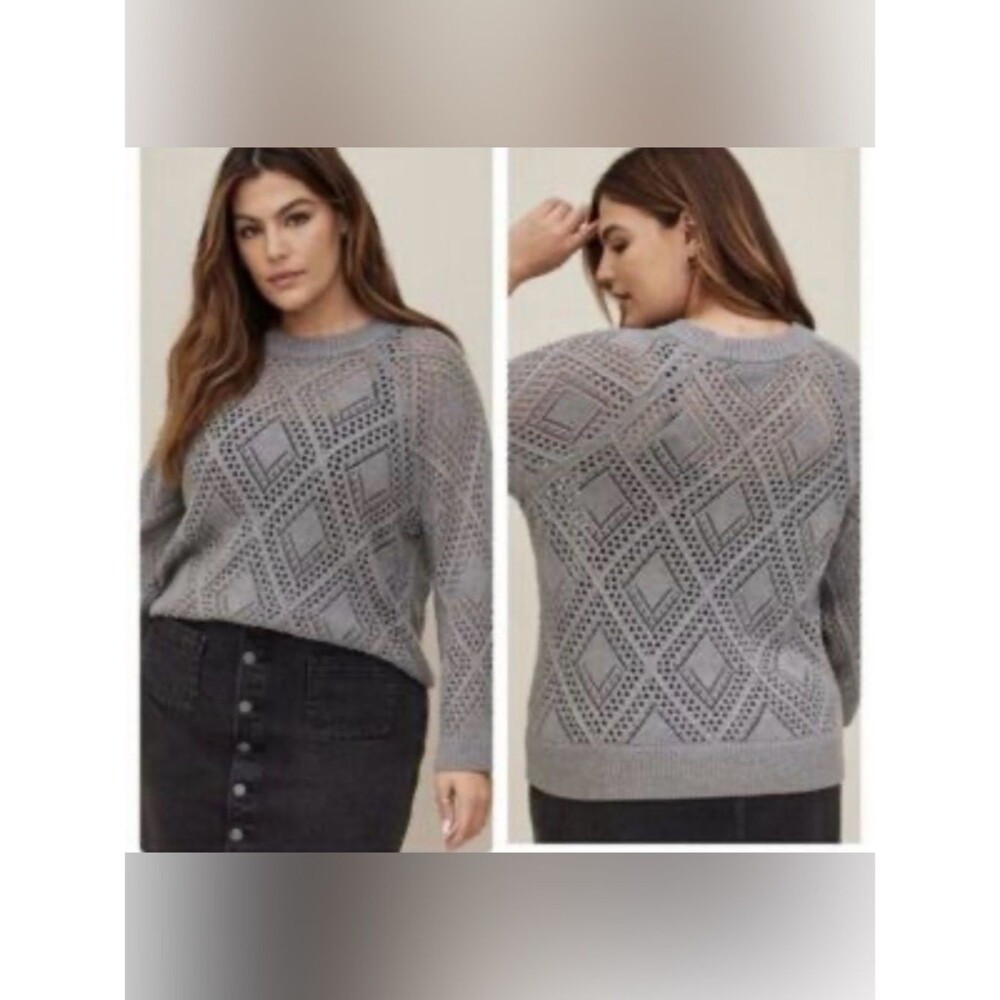 Torrid Light Gray Open Knit Sweater Size 3 Plus Lightweight